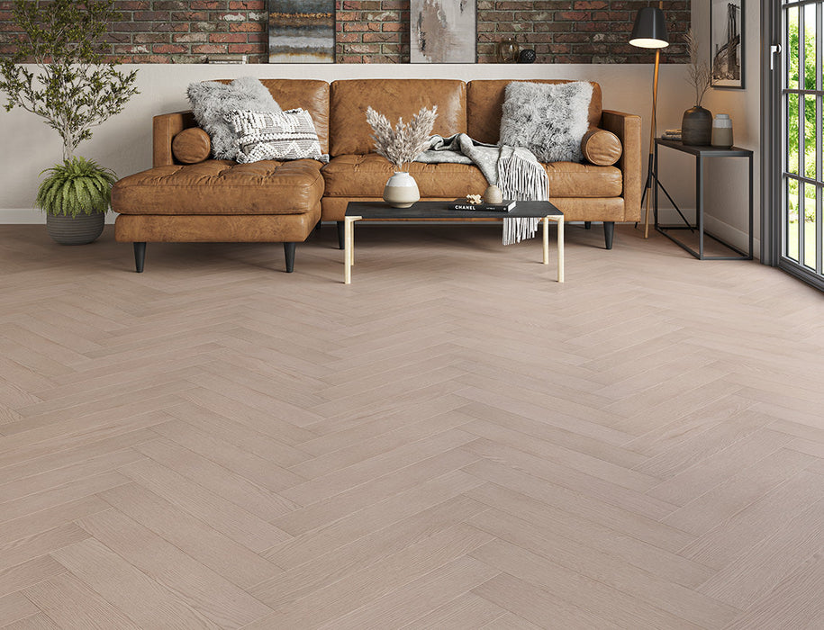 Laminate Herringbone Flooring – Smoky Grey – Oakleigh Helmsley – 100mm x 600mm – 8mm