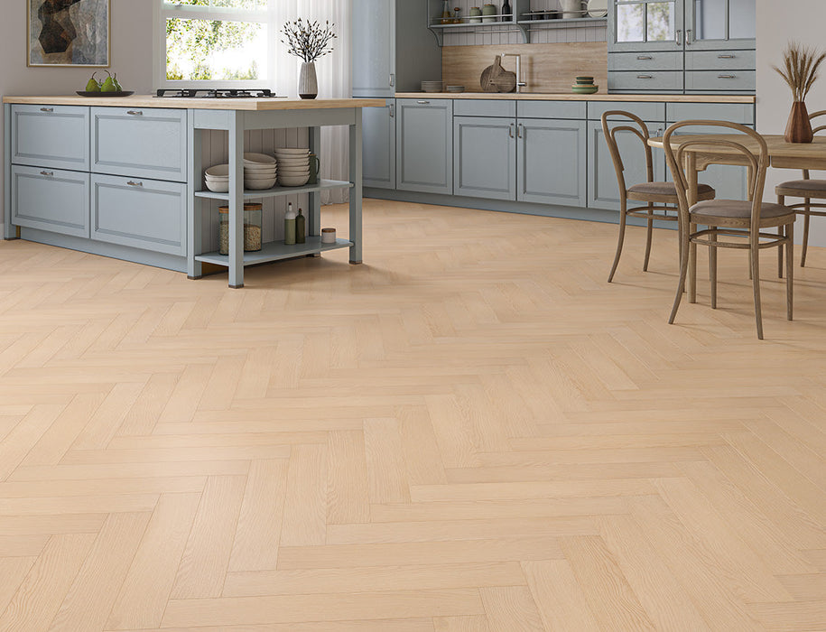 Laminate Herringbone Flooring – Natural Honey – Oakleigh Kingham – 100mm x 600mm – 8mm