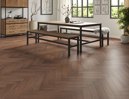 Laminate Herringbone Flooring – Dark Chocolate – Oakleigh Romsey – 100mm x 600mm – 8mm