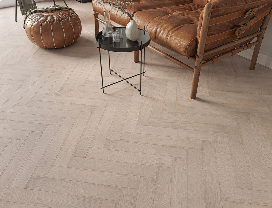 Laminate Herringbone Flooring – Smoky Grey – Oakleigh Deluxe Helmsley – 100mm x 600mm – 12mm