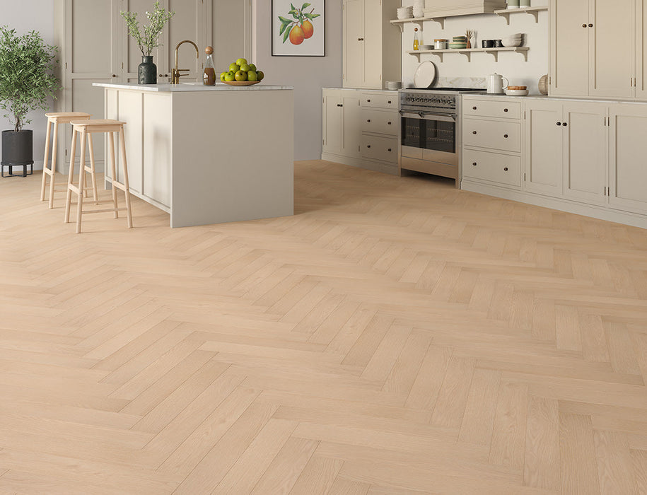 Laminate Herringbone Flooring – Natural Honey – Oakleigh Deluxe Kingham – 100mm x 600mm – 12mm