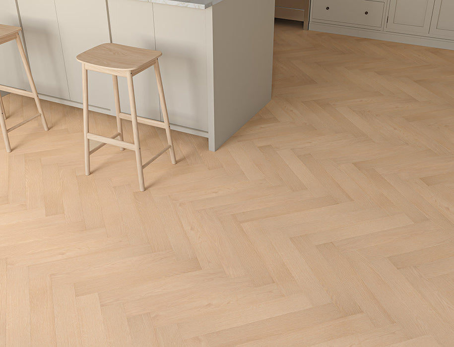 Laminate Herringbone Flooring – Natural Honey – Oakleigh Deluxe Kingham – 100mm x 600mm – 12mm