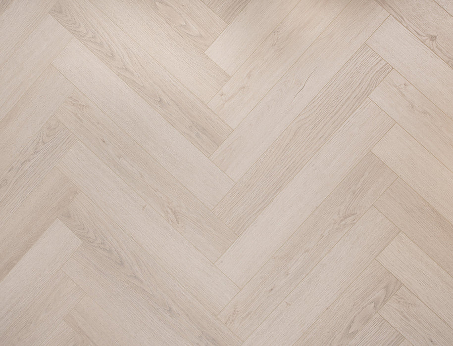 Laminate Herringbone Flooring – Light Grey – Oakleigh Deluxe Malham – 100mm x 600mm – 12mm