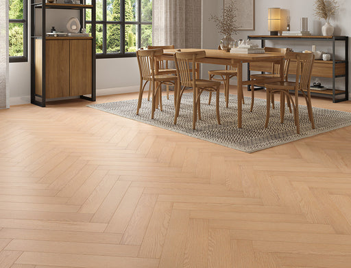 Laminate Herringbone Flooring – Soft Brown – Oakleigh Deluxe Ripley – 100mm x 600mm – 12mm