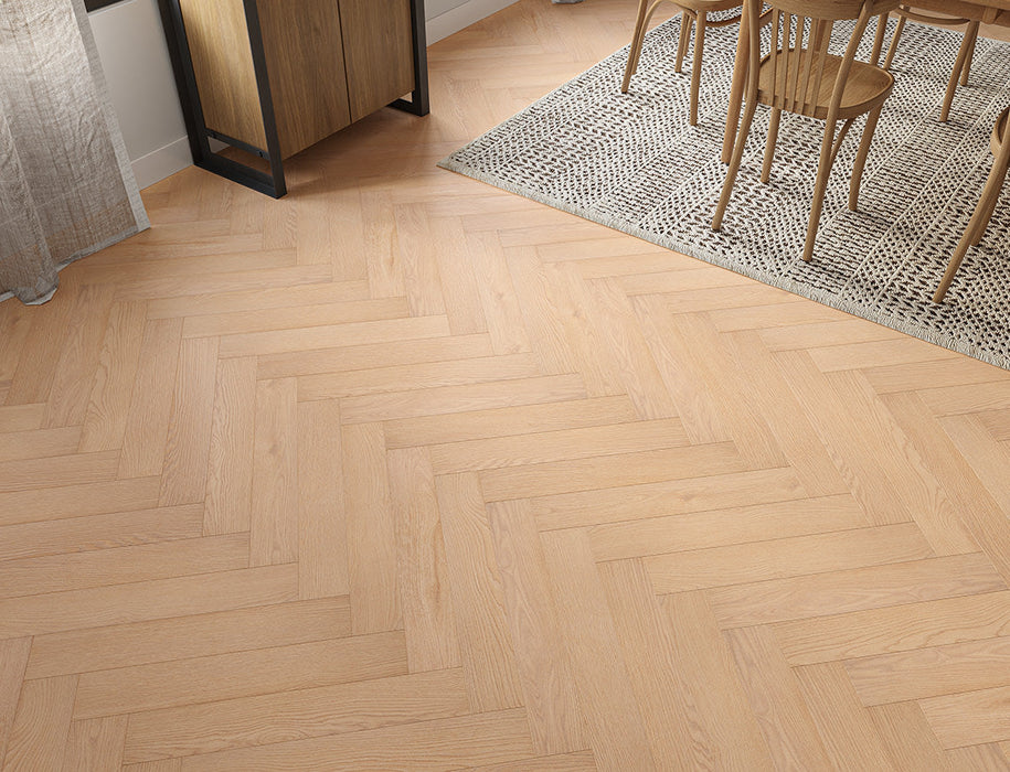 Laminate Herringbone Flooring – Soft Brown – Oakleigh Deluxe Ripley – 100mm x 600mm – 12mm