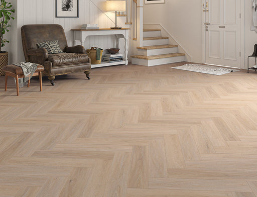 SPC Click Vinyl Herringbone Flooring – Brown Oak – 128mm x 615mm – 6.5/0.5mm