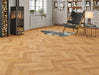 Golden Oak engineered oak herringbone flooring 90mm