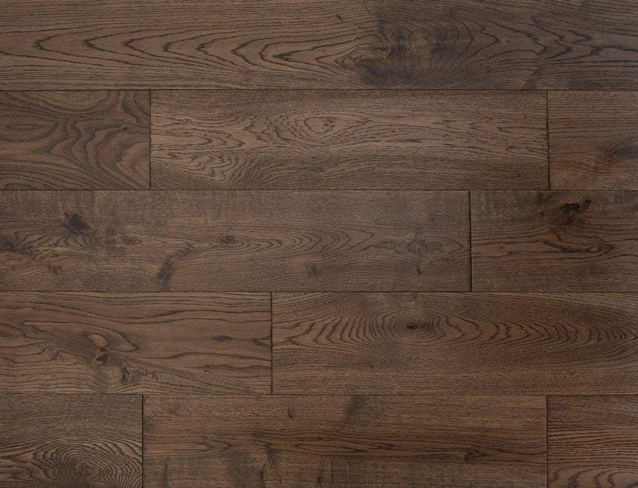 Solid Wood Flooring – Coffee Brown – Handscraped Brushed UV Lacquered – 150mm x 300-1200mm – 18mm