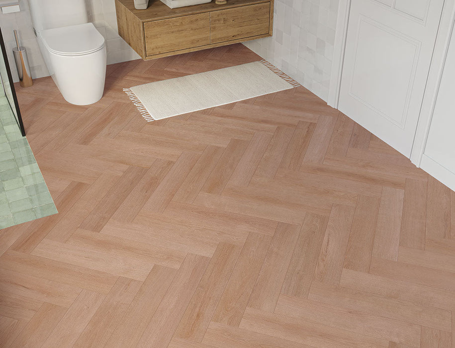 SPC Click Vinyl Herringbone Flooring – Natural Brushed Oak – 127mm x 635mm – 8/0.17mm