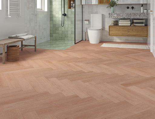 SPC Click Vinyl Herringbone Flooring – Natural Brushed Oak – 127mm x 635mm – 8/0.17mm