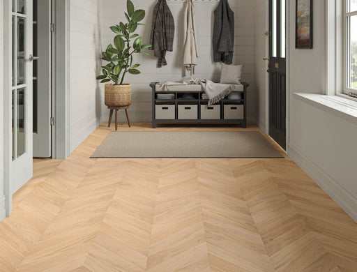 Natural Oak engineered oak chevron flooring 90mm