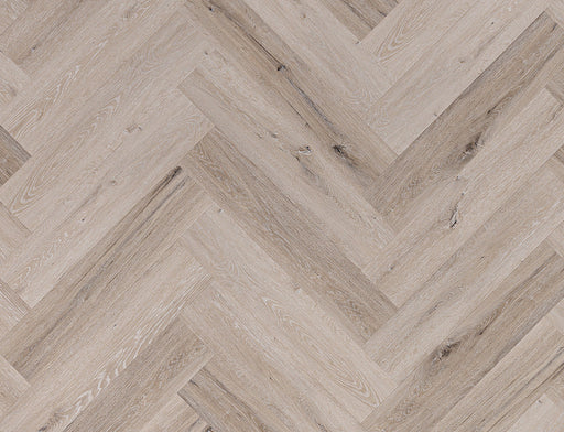 SPC Click Vinyl Herringbone Flooring – Whitewashed Grey Oak – 128mm x 615mm – 5/0.5mm