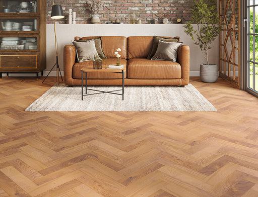 Smoked Oak engineered oak herringbone flooring 90mm