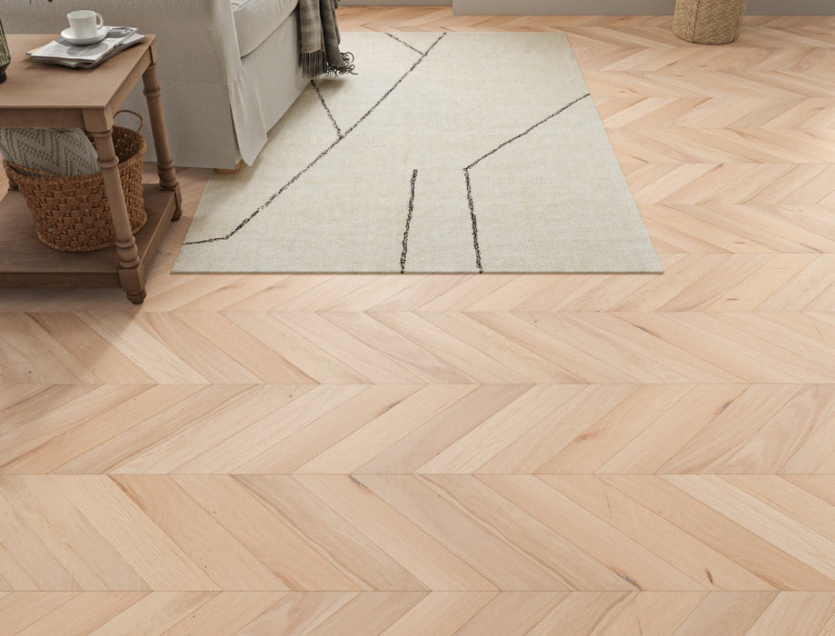 Natural Oak engineered oak chevron flooring 90mm