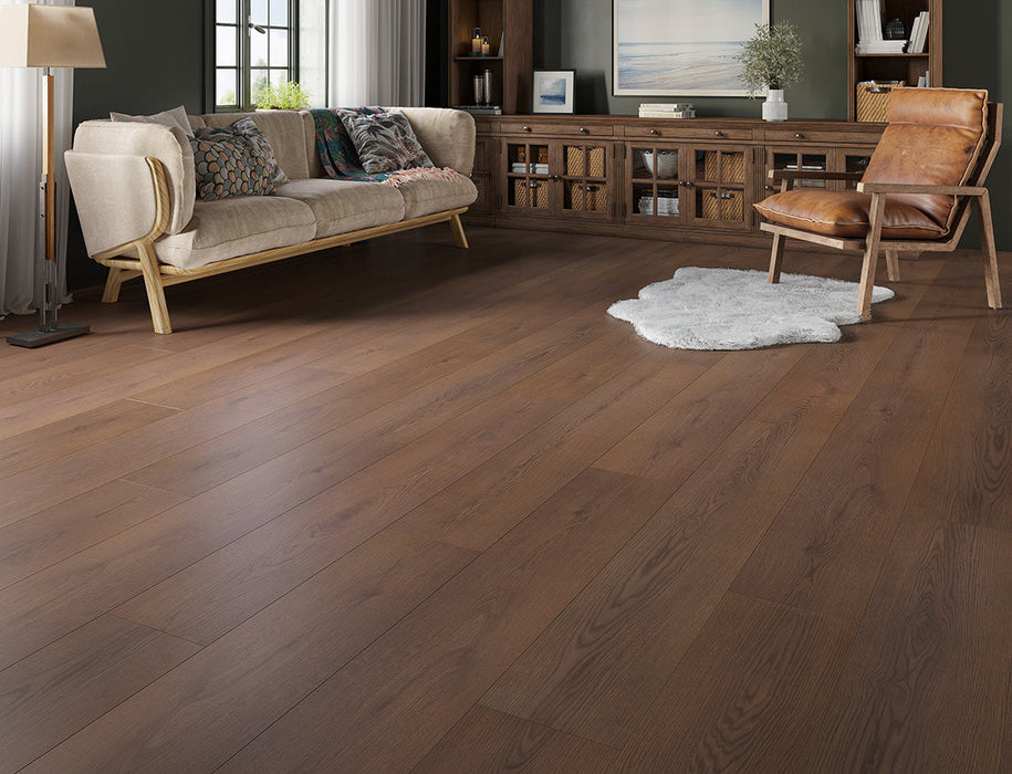 Laminate Flooring – Dark Chocolate – Willow Deluxe Romsey – 155mm x 1200mm – 12mm