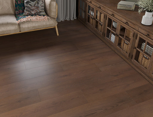 Laminate Flooring – Dark Chocolate – Willow Deluxe Romsey – 155mm x 1200mm – 12mm