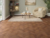 Dark Golden Oak engineered oak herringbone flooring 80mm