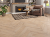 Soft Brown Oak LVT herringbone flooring room scene