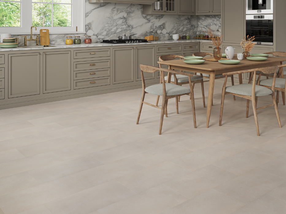 Ivory Marble LVT tile flooring room scene