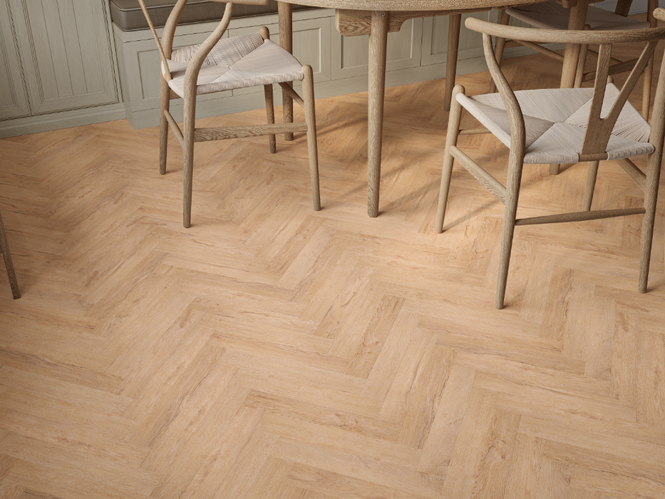 Grey Oak LVT herringbone flooring room scene