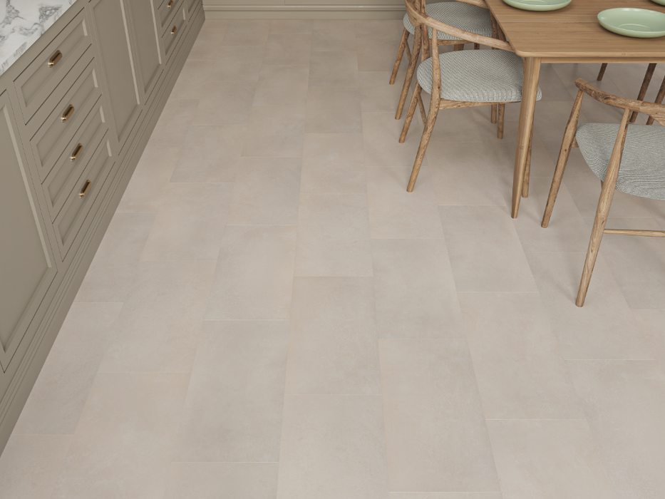Ivory Marble LVT tile flooring room scene