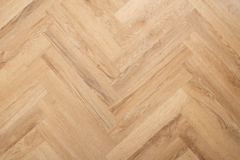 Grey Oak LVT herringbone flooring