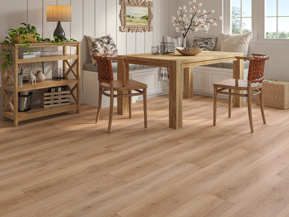 Brown Oak LVT straight plank flooring room scene