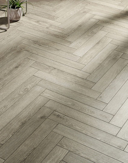 Vintage Chateau Herringbone Spirit Grey Laminate Flooring £37.99/m² xccscss.