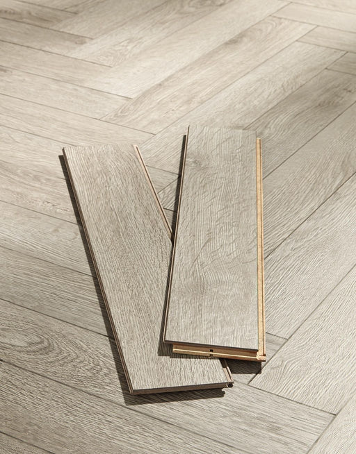 Vintage Chateau Herringbone Spirit Grey Laminate Flooring £37.99/m² xccscss.