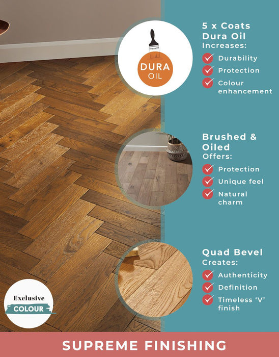 Oxford Herringbone Honeycomb Oak Brushed & Oiled Engineered Wood Flooring £64.99/m² xccscss.